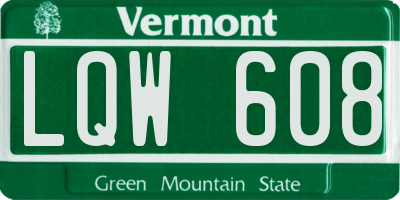 VT license plate LQW608