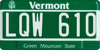 VT license plate LQW610