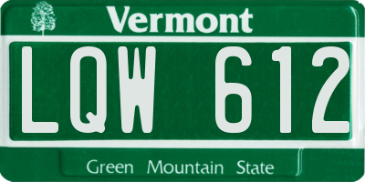 VT license plate LQW612