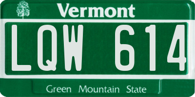 VT license plate LQW614