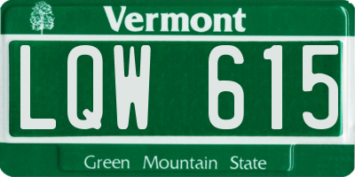 VT license plate LQW615