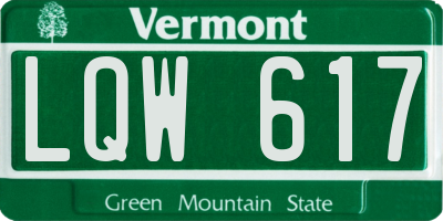 VT license plate LQW617