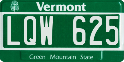 VT license plate LQW625