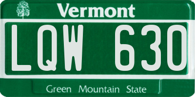 VT license plate LQW630