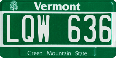 VT license plate LQW636