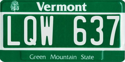 VT license plate LQW637