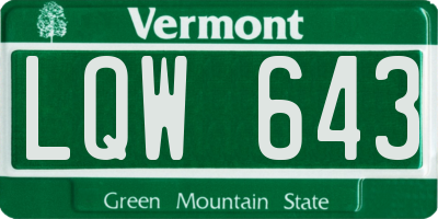 VT license plate LQW643