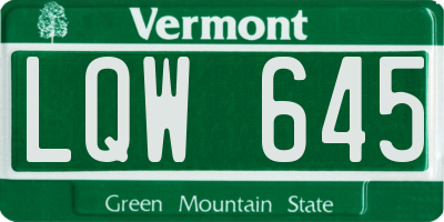 VT license plate LQW645