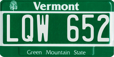 VT license plate LQW652