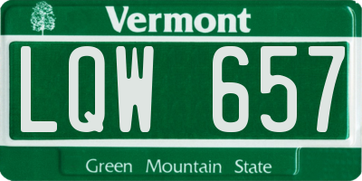 VT license plate LQW657