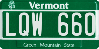 VT license plate LQW660
