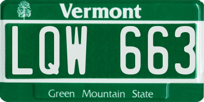 VT license plate LQW663