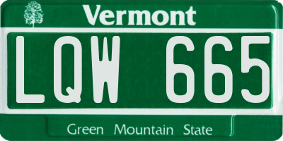 VT license plate LQW665