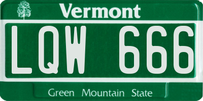 VT license plate LQW666