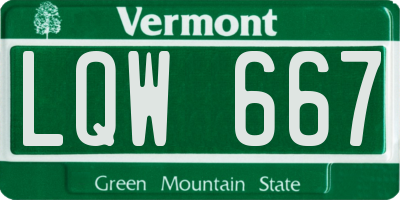 VT license plate LQW667