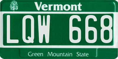 VT license plate LQW668