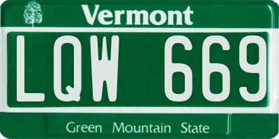 VT license plate LQW669