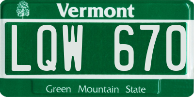 VT license plate LQW670