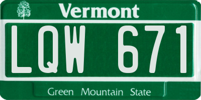 VT license plate LQW671