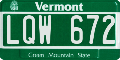 VT license plate LQW672
