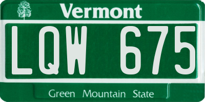 VT license plate LQW675