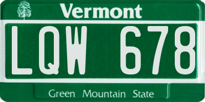 VT license plate LQW678