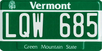 VT license plate LQW685