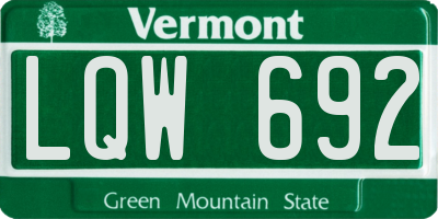 VT license plate LQW692