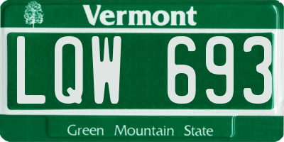 VT license plate LQW693