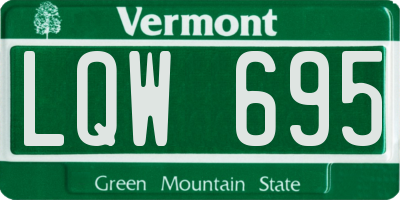 VT license plate LQW695