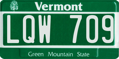 VT license plate LQW709