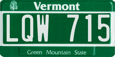 VT license plate LQW715