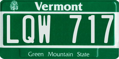 VT license plate LQW717