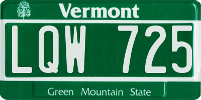 VT license plate LQW725