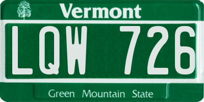 VT license plate LQW726
