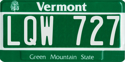 VT license plate LQW727