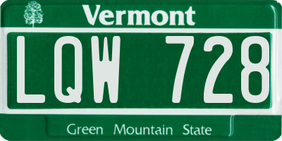 VT license plate LQW728