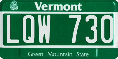 VT license plate LQW730