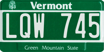 VT license plate LQW745