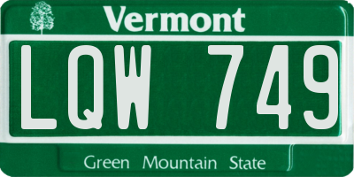 VT license plate LQW749
