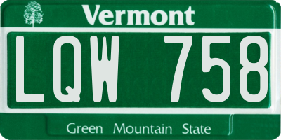 VT license plate LQW758