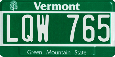 VT license plate LQW765