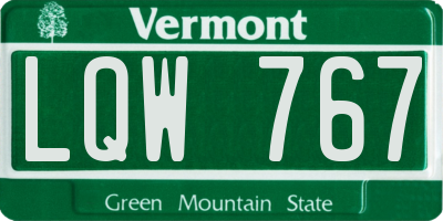 VT license plate LQW767