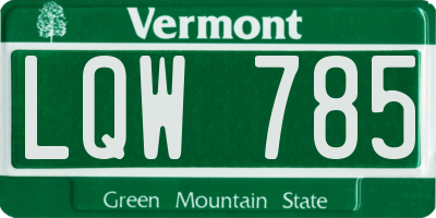 VT license plate LQW785
