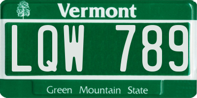 VT license plate LQW789