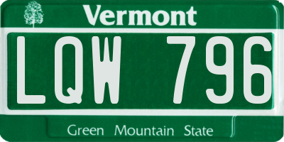 VT license plate LQW796