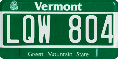VT license plate LQW804