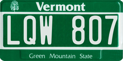 VT license plate LQW807