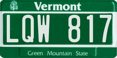 VT license plate LQW817