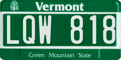 VT license plate LQW818